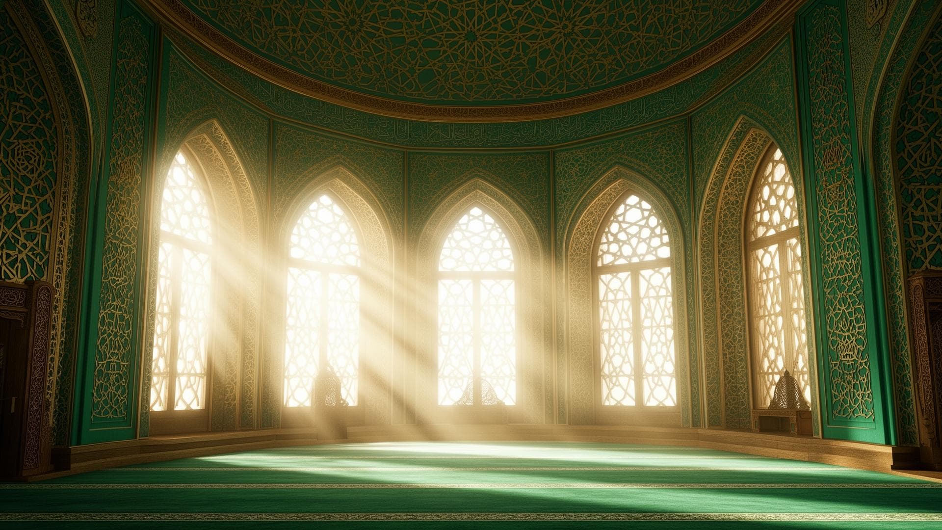 Beautiful mosque interior with Islamic geometric patterns